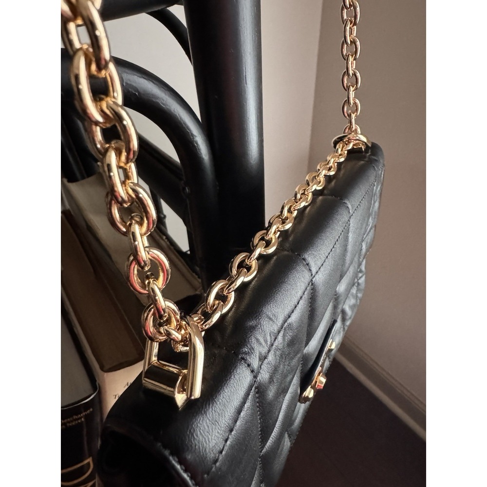 Michael Kors SoHo Large Black Quilted Leather Shoulder Bag Gold Chain Dust Bag - Picture 2 of 8
